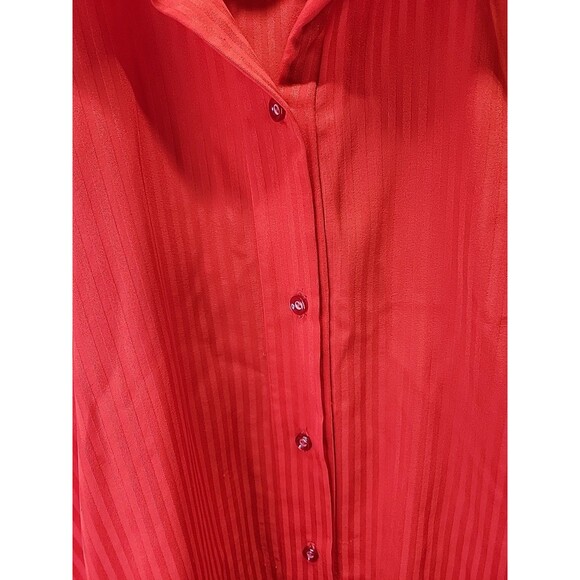 Vintage 70's Handmade Red Ribbed‎ Women's Button Front Plus Blouse Top Shirt 2x - Picture 8 of 11
